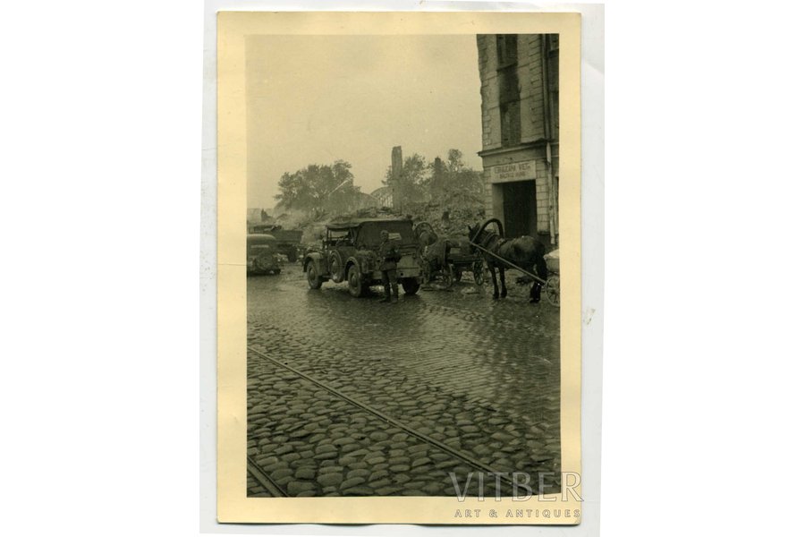фотография, Третий рейх, Рига, Пардаугава, заезжий двор "Baltais Auns" на улице Акменю, Латвия, 40е годы 20-го века, 10,5x7,5 см
