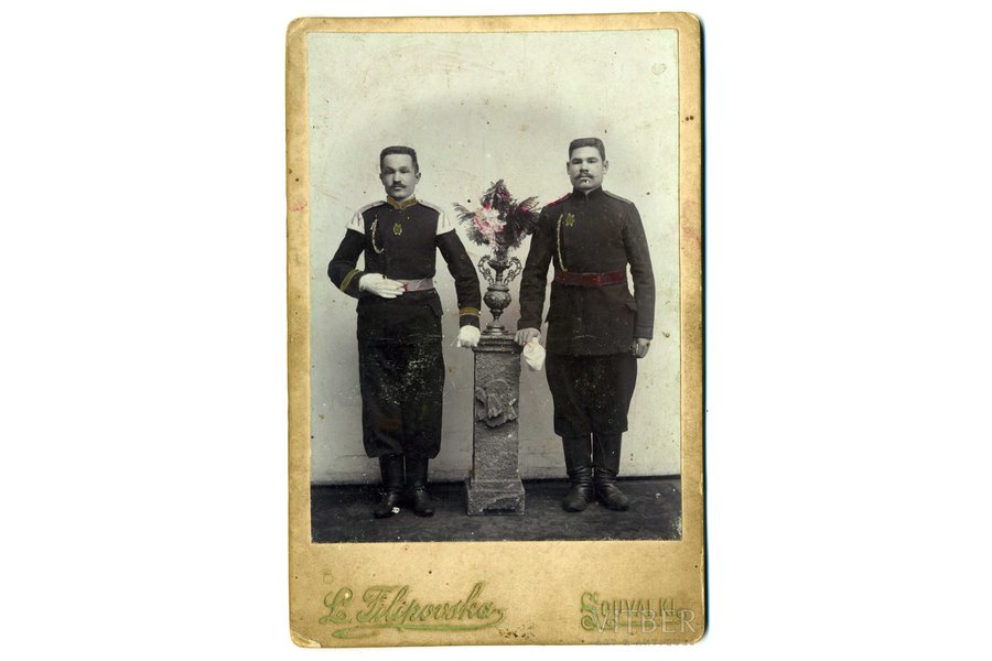 photography, Imperial Russian Army, on cardboard, musicians, Russia, beginning of 20th cent., 13,2x9,6 cm