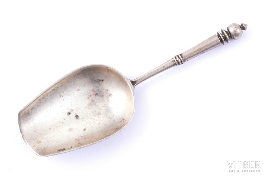 tea caddy spoon, silver, 84 standard, 28.70 g, 11.4 cm, Paul Illarionovich Shutenkov's workshop, 1896-1907, Moscow, Russia