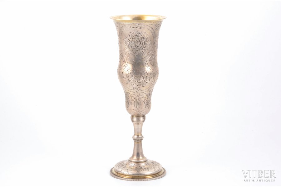 cup, silver, 84 standard, 212.20 g, engraving, gilding, h 21 cm, 1842-1877, St. Petersburg, Russia