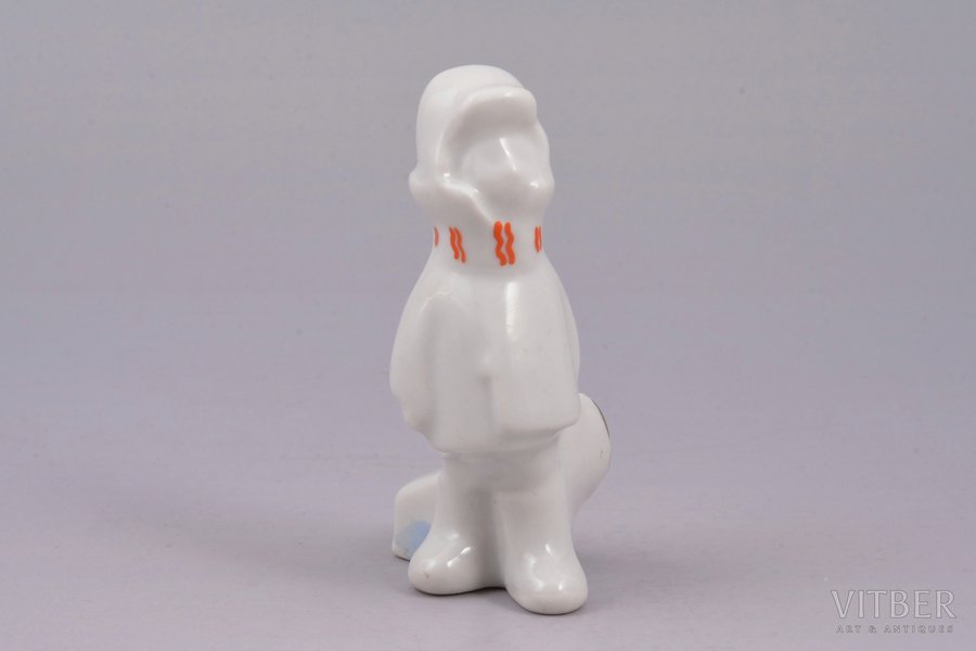 figurine, Kid with sledges, porcelain, Riga (Latvia), USSR, Riga porcelain factory, the 60ies of 20th cent., 8.3 cm, first grade