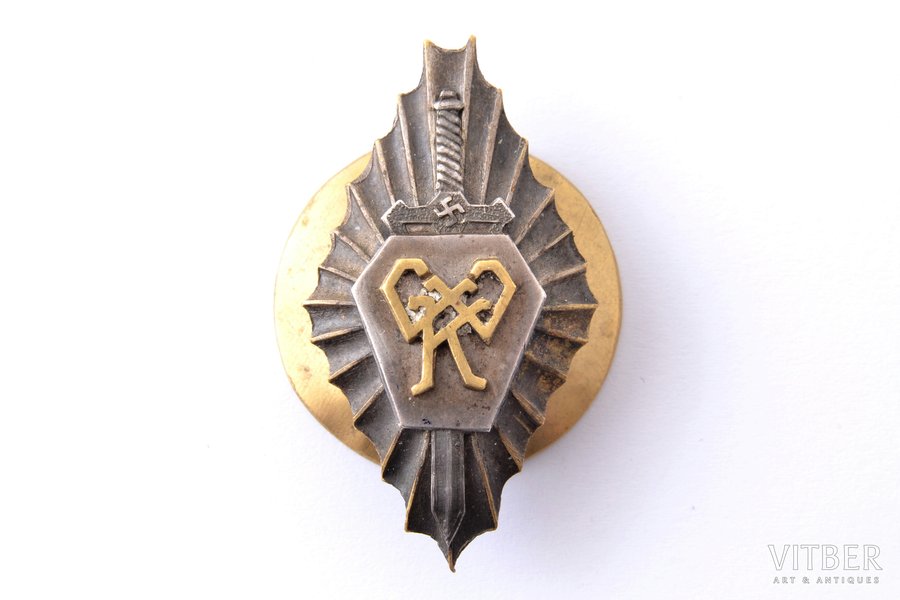 badge, Armed Forces Acting Officer Courses, Latvia, the 30ies of 20th cent., 39.4 x 21.8 mm