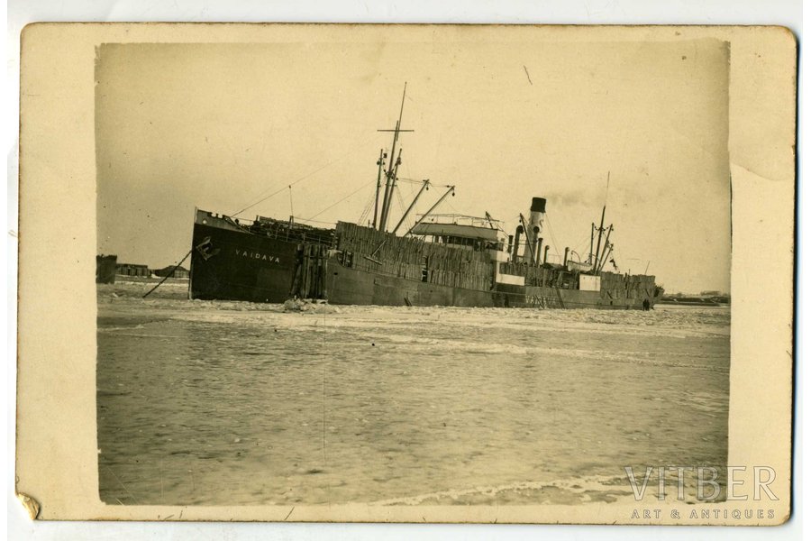 photography, cargo ship "Vaidava", Latvia, 20-30ties of 20th cent., 14x9 cm