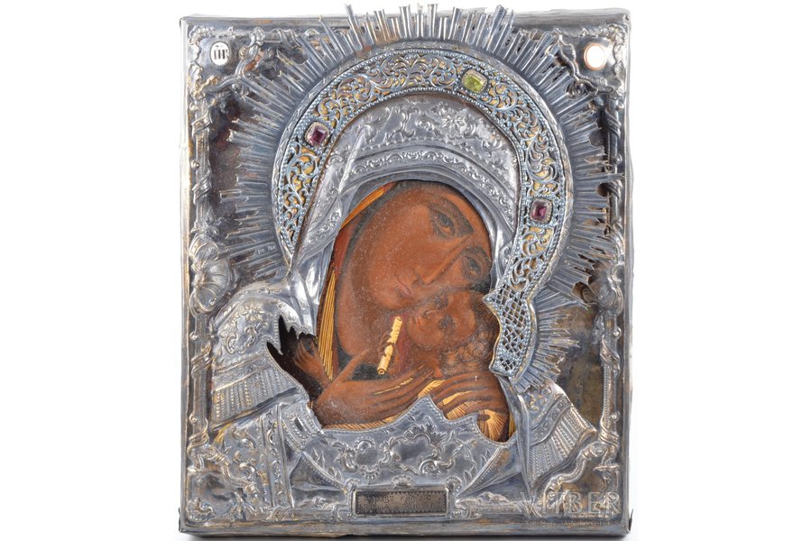 ikona, Korsuņas Dievmāte, dēlis, sudrabs, gleznojums, zeltījums, 84 prove, Krievijas impērija, 1857 g., 31.7 x 27.5 x 3.4 cm, sudraba uzlikas svars 557 g, Vladimira