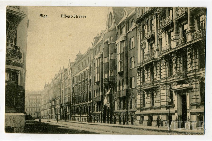 открытка, Рига, Улица Альберта, Латвия, 20-30е годы 20-го века, 13,8x8,8 см