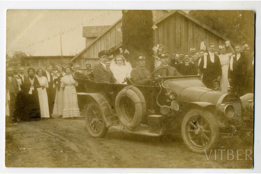 фотография, свадебный автомобиль, Латвия, 20-30е годы 20-го века, 13,8x8,8 см