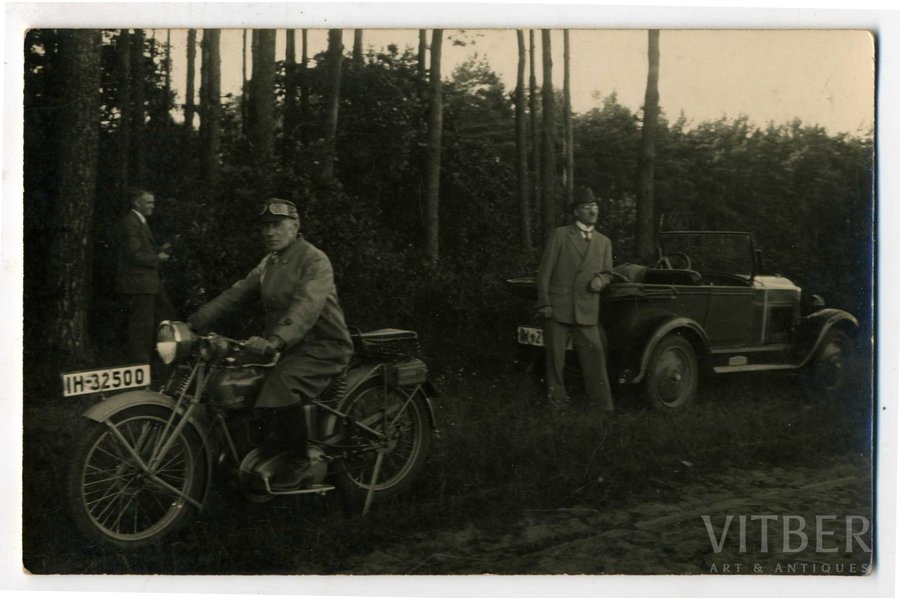 фотография, мотоцикл, Латвия, 20-30е годы 20-го века, 13,8x8,8 см