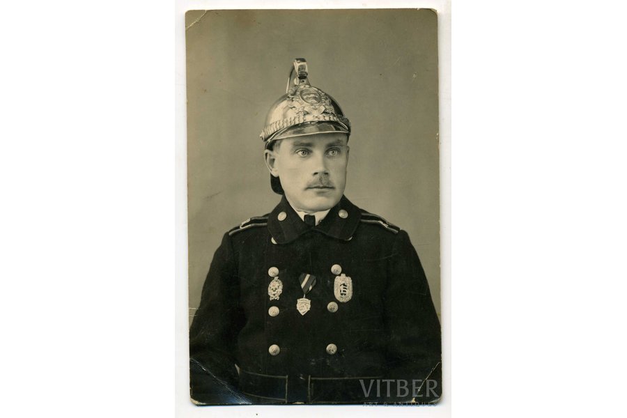 photography, firefighter, Latvia, 20-30ties of 20th cent., 13,8x8,8 cm