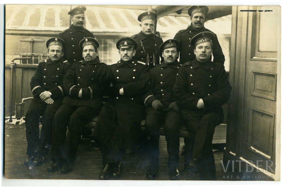 фотография, группа моряков военного флота, Российская империя, начало 20-го века, 14x9 см