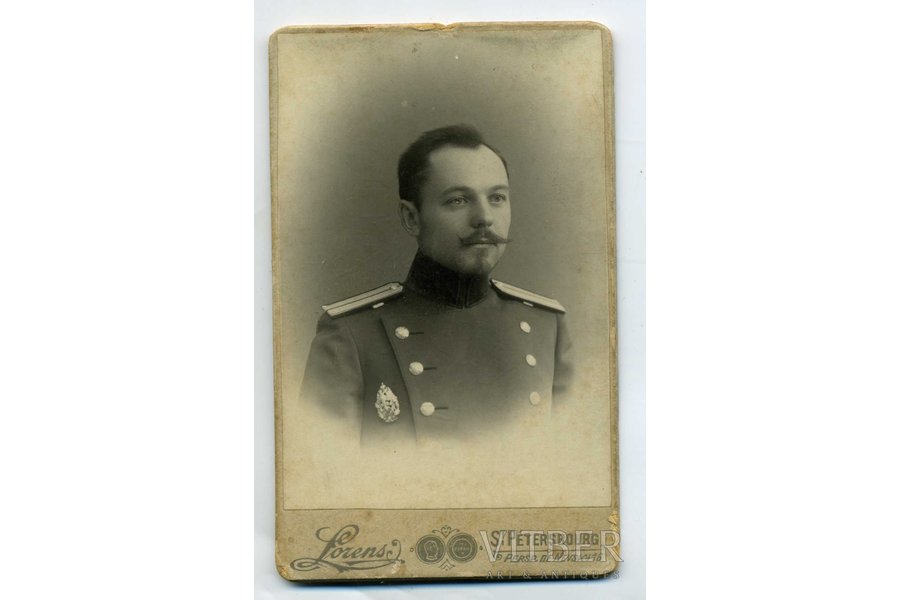 fotogrāfija, virsnieks, uz kartona, Krievijas impērija, 20. gs. sākums, 9x8,2 cm