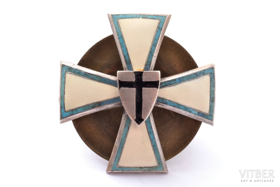 badge, Baltic land defence (Baltische Landeswehr), variation without sword, Latvia, 20ies of 20th cent., 41.5 x 40.8 mm, enamel defects