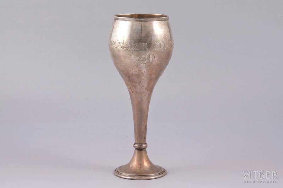cup, silver, 875 standard, 127.45 g, h 18 cm, H. Bank's workshop, the 20ties of 20th cent., Latvia