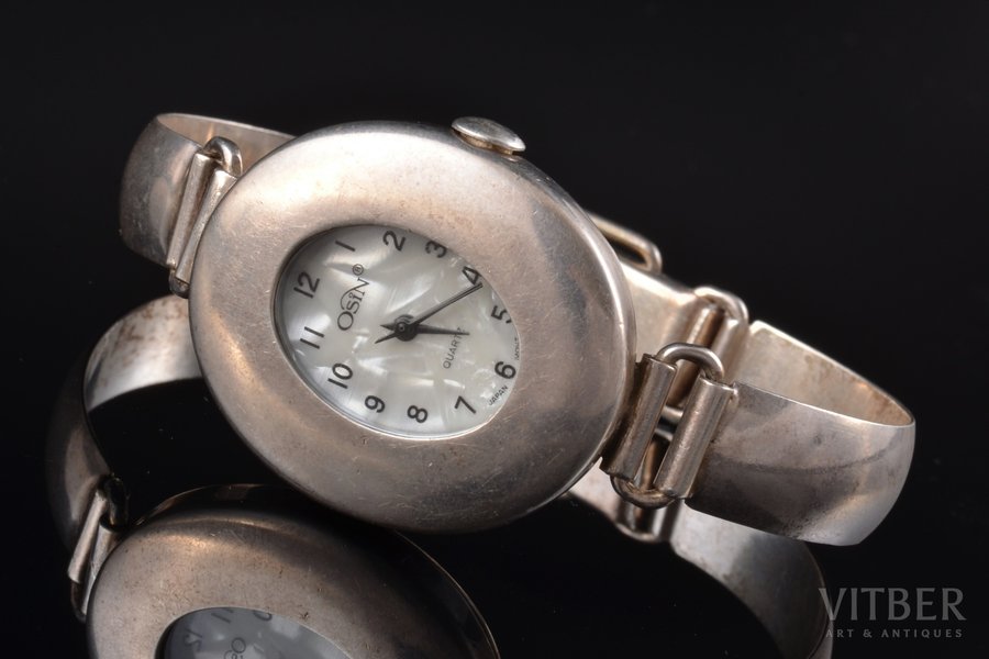 наручные часы, "Osin", Япония, серебро, 925 проба, 54.82 г, 3.5 x 3.2 см