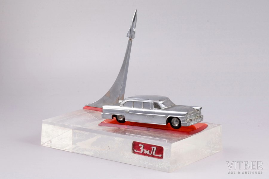 commemorative souvenir, ZiL, in honor of the 50th anniversary of the October Revolution, metal, plexiglass, USSR, 1967, base 20 x 10 cm, height 16.2 cm