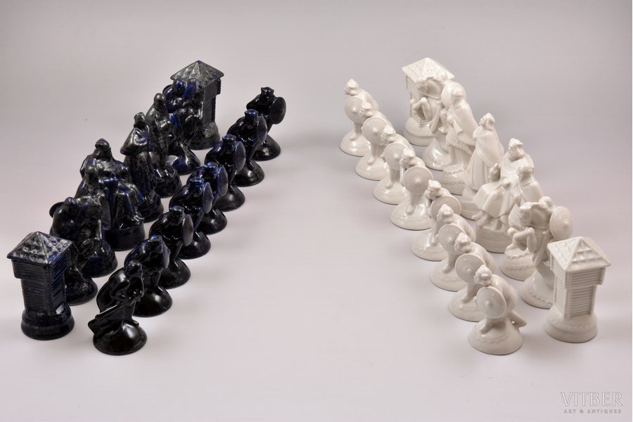 Figurines for playing chess, porcelain, Riga (Latvia), Riga porcelain factory, 1940-1941, 9-11 cm