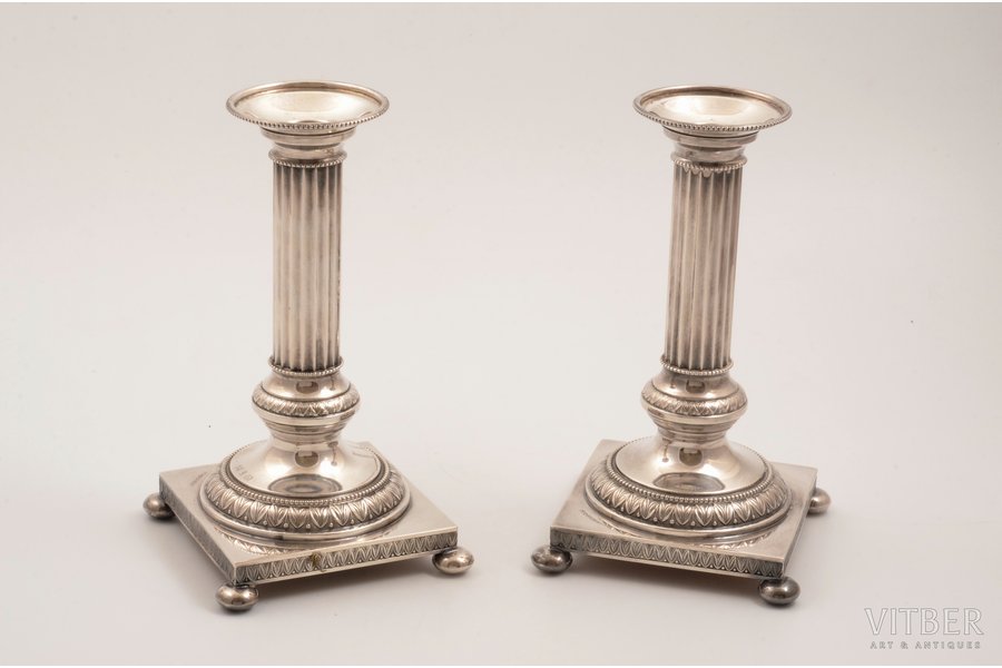 pair of candlesticks, silver,...