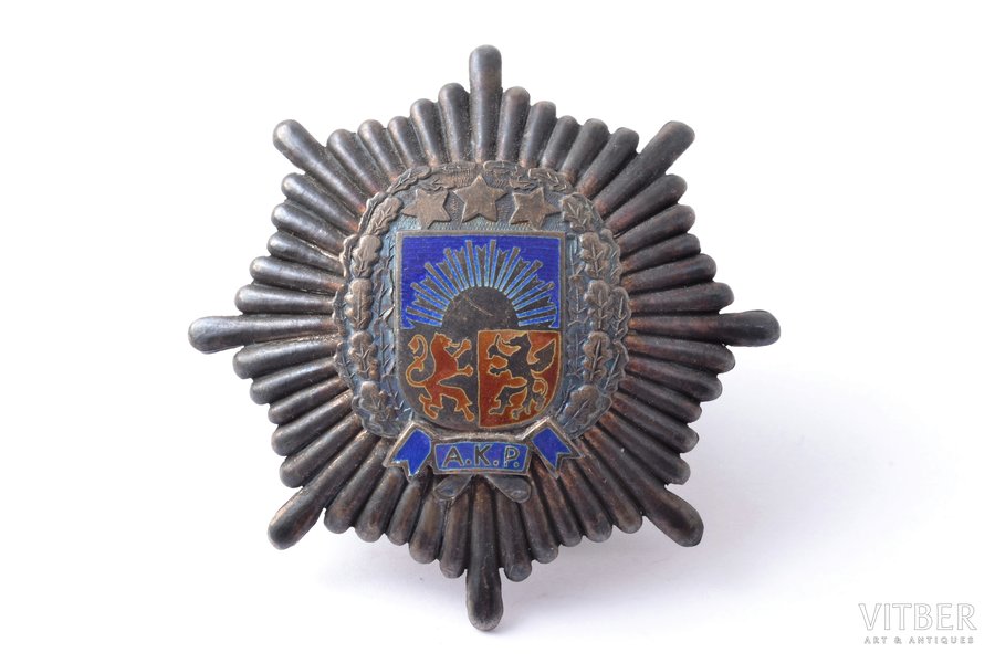 badge, AKP, Aizpute military administration, Latvia, 20-30ies of 20th cent., 51.3 x 51.5 mm