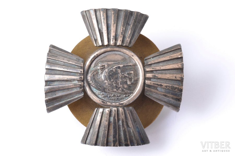 badge, Auto-tank Division (2nd type), silver, Latvia, 20ies of 20th cent., 45.5 x 45.6 mm