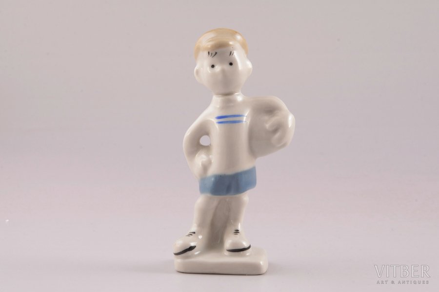 figurine, A Goalkeeper, porcelain, Riga (Latvia), USSR, Riga porcelain factory, the 50ies of 20th cent., 9.2 cm, first grade