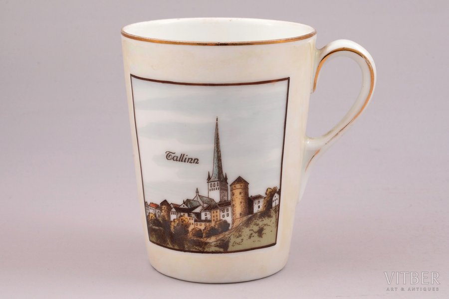 a cup, "Tallinn", porcelain, Langebraun, Estonia, the 20-30ties of 20th cent., h 9 cm