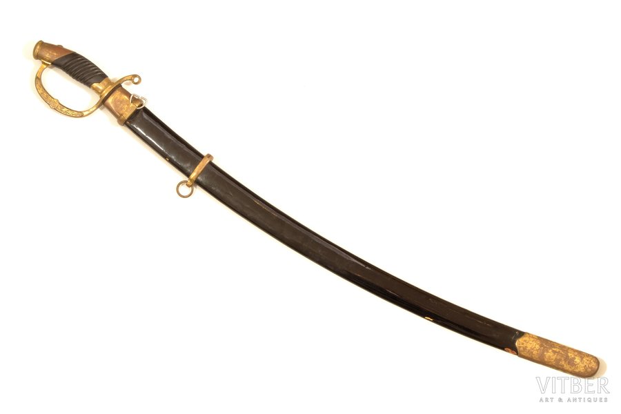 zobens, 1940. gada parauga vadošā ierindnieku sastāva zobens (karoga nesēju asistentu formas tērpa detaļa), kopējais garums 95.6 cm, asmeņa garums 80.5 cm, PSRS, 20 gs. 40tie gadi