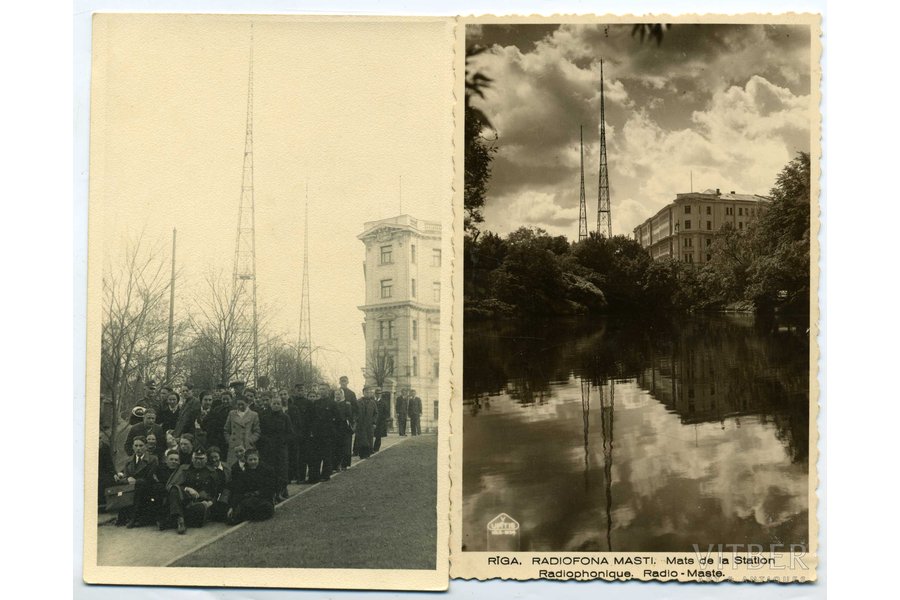 фотография, Рига, 2 шт., снесенные мачты радиопередачи, Латвия, 20-30е годы 20-го века, 13,6x8,6 см
