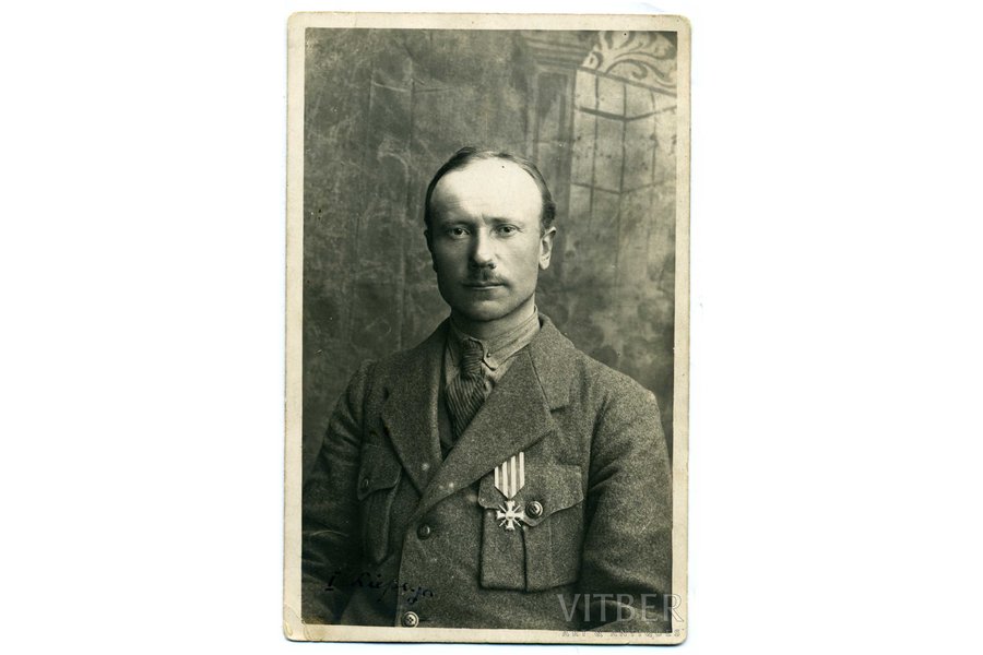 photography, chevalier of the order of Bearslayer, Bērziņš Otto, № 378, Latvia, 20-30ties of 20th cent., 13,8x8,8 cm