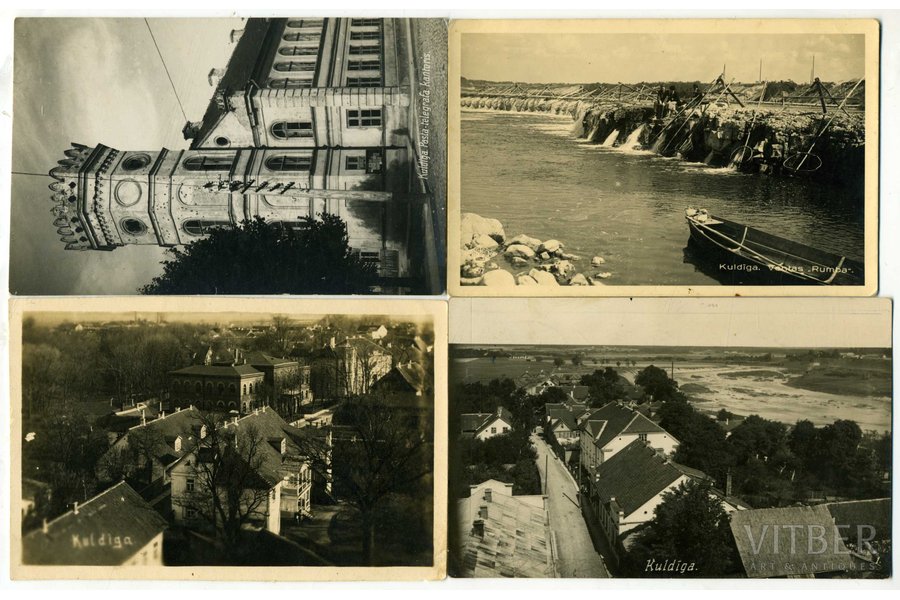 фотография, Кулдига, 4 шт., Латвия, 20-30е годы 20-го века, 13,5x8,5, 13,8x8,6 см