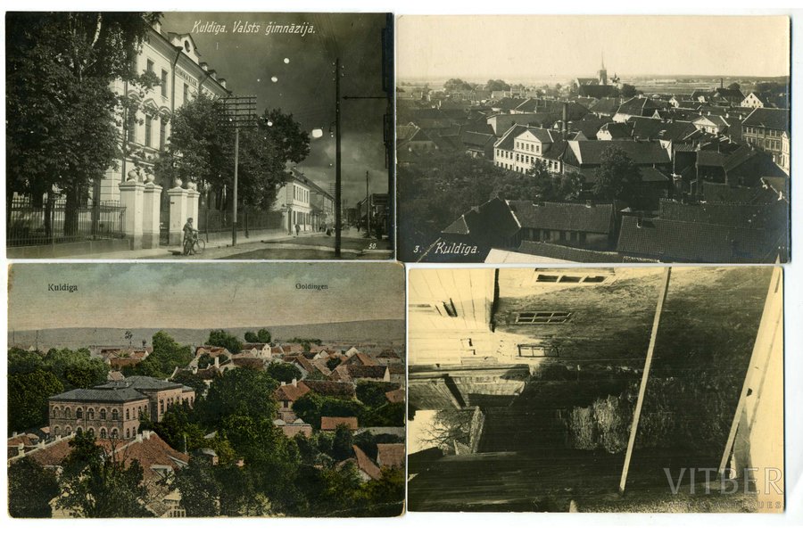 фотография, Кулдига, 4 шт., Латвия, 20-30е годы 20-го века, 13,6x8,6 см