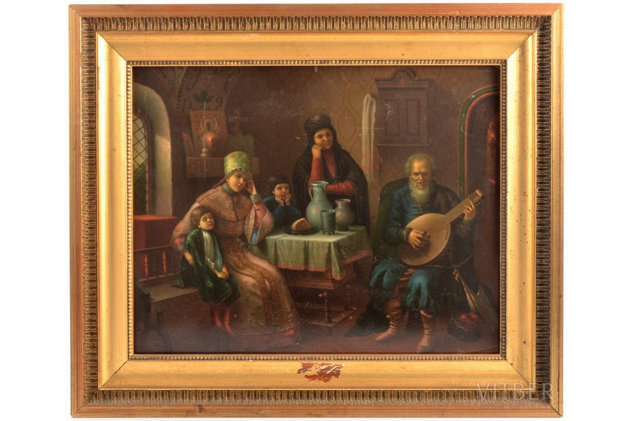 nezināms autors, "Muzikants", lakas miniatūra, 24.5 x 30.5 cm