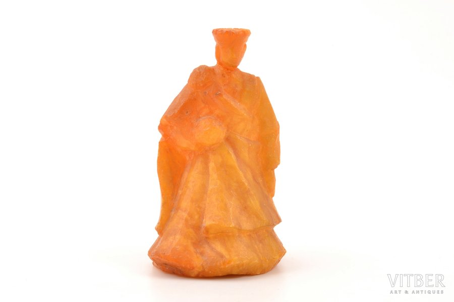figurine, "Girl in traditional costume", 51.69 g., the item's dimensions 7.8 x 4.7 x 4.6 cm, amber, head is glued