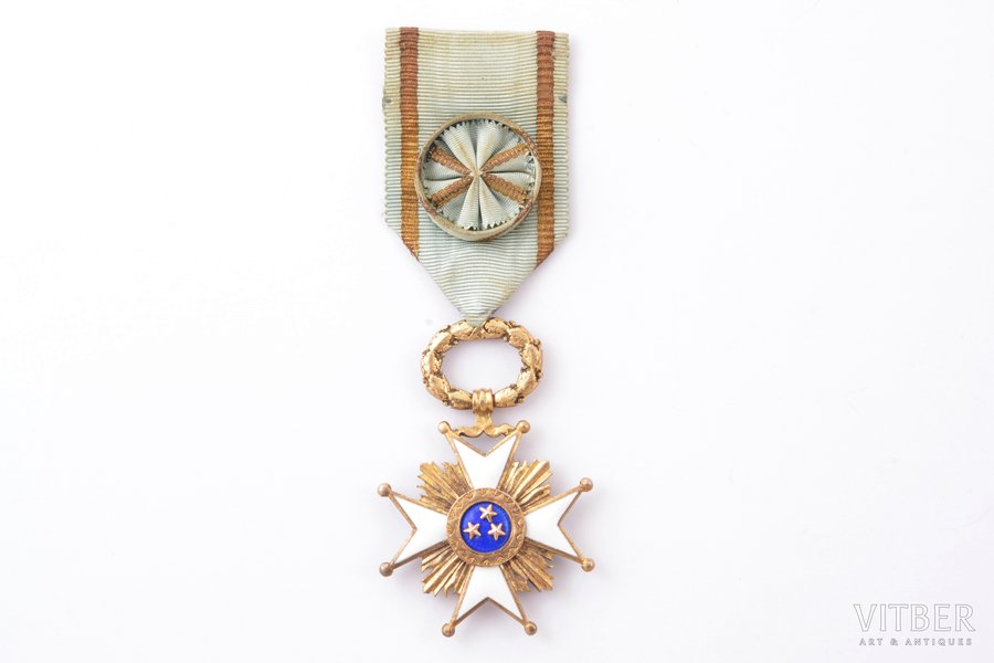 the Order of Three Stars, 4th class, silver, guilding, enamel, 875 standart, Latvia, 20ies of 20th cent., "Vilhelms Fridrichs Müller" manufactory