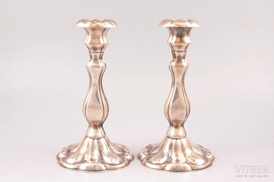 pair of candlesticks, silver, 830H standard, total weight of items 507.30, metal, h 18 cm, 1970, Finland