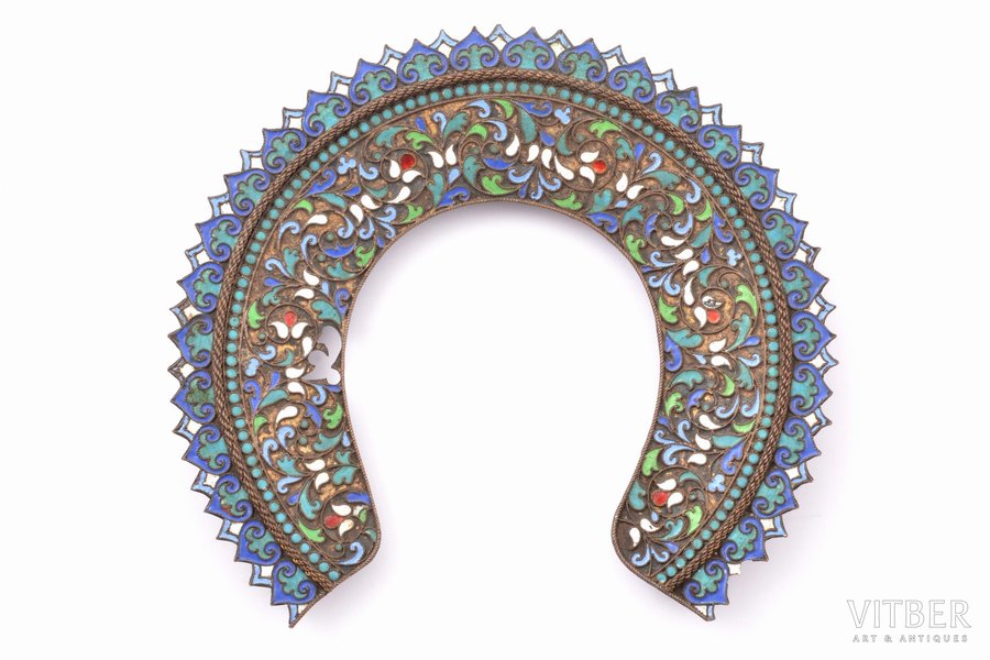 a wreath, from icon oklad, cloisonne enamel, Russia, 13.5 x 15.1 cm