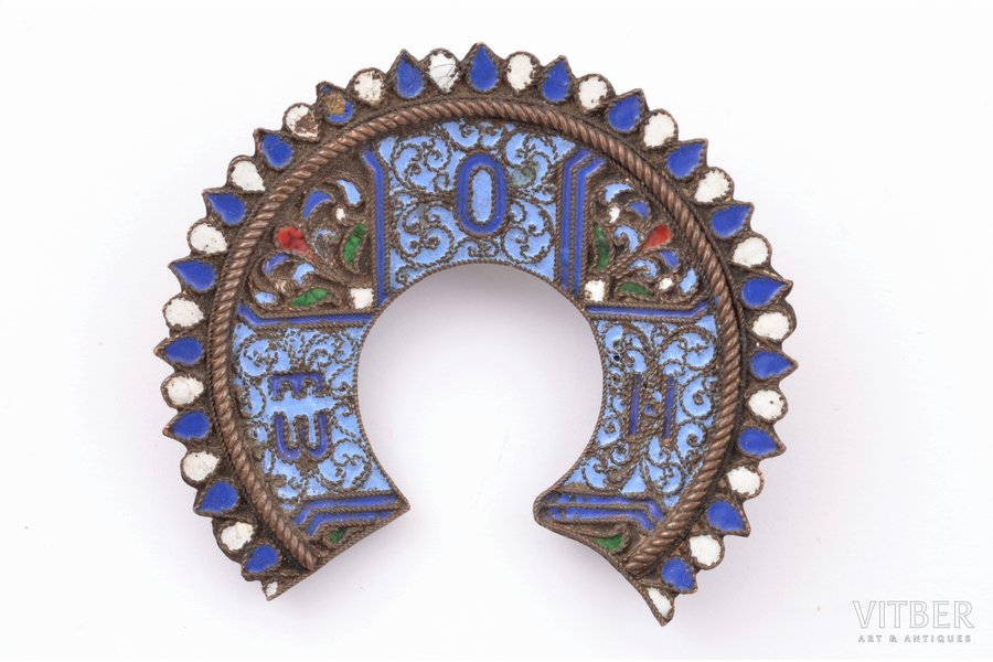 a wreath, from icon oklad, cloisonne enamel, Russia, 5.3 x 5.8 cm