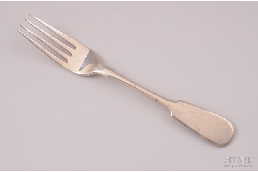 fork, silver, 84 standard, 43.60 g, 16.8 cm, Andrey Postnikov factory, 1886, Moscow, Russia