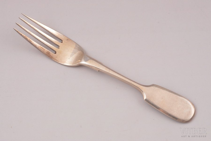 fork, silver, 84 standard, 51.05 g, 16.6 cm, Morozov workshop, 1908-1917, St. Petersburg, Russia