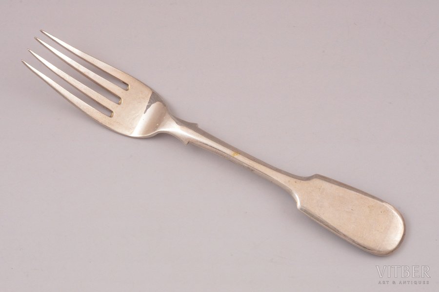 fork, silver, 84 standard, 41.10 g, 16.5 cm, workshop of Alexander Nikolaevich Sokolov, 1864, St. Petersburg, Russia