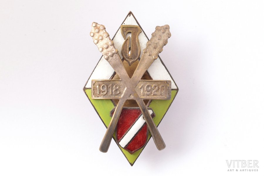 badge, "Imanta" infantry regiment (copy), Latvia, 50-60ies of the 20th cent., 51.8 x 32 mm, small enamel defect on the top