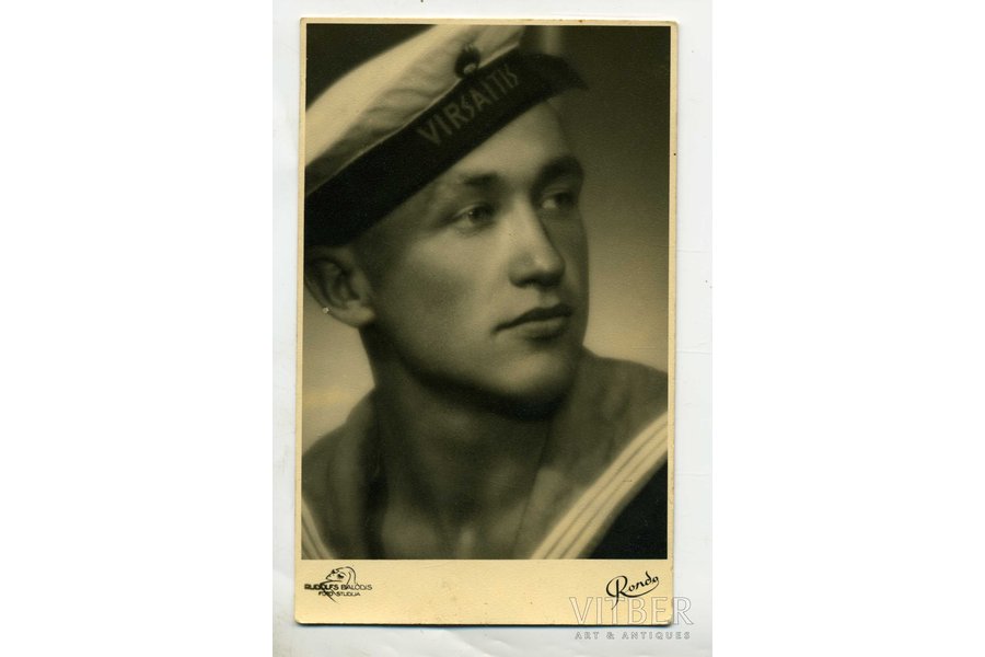 fotogrāfija, Latvijas armija, jūrnieks no flagmaņkuģa "Virsaitis", Latvija, 20. gs. 20-30tie g., 13,6x8,4 cm
