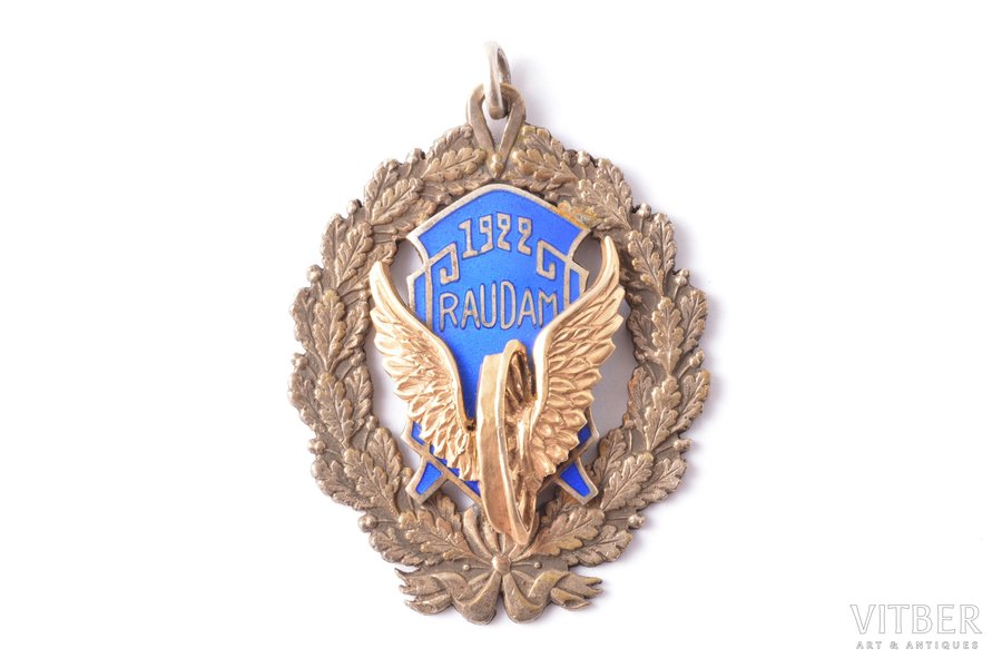 badge, RAUDAM, silver, guilding, enamel, Estonia, 1922, 41.9 x 33.2 mm