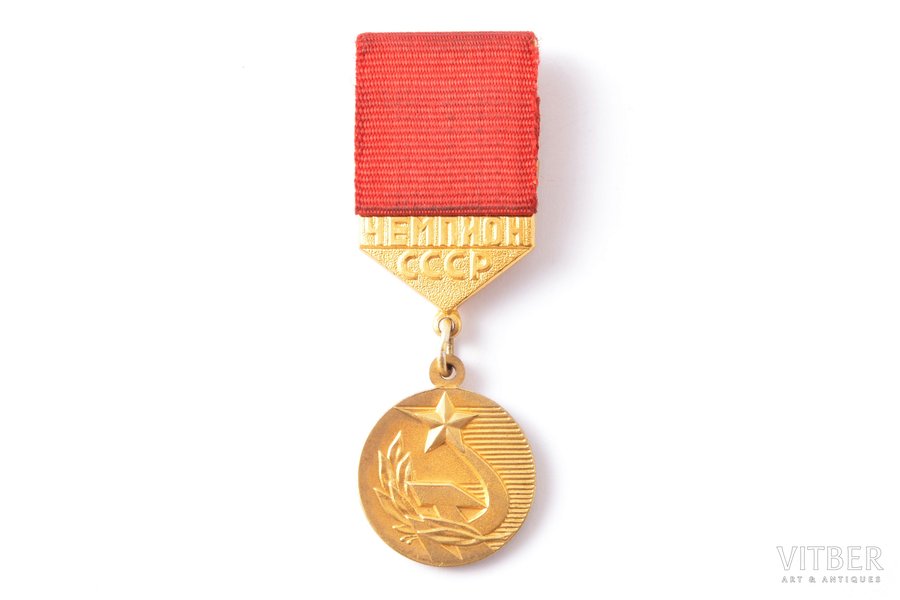 medal, champion of the USSR, Road Racing, awarded to Lembit Teesalu (1945-2021), guilding, USSR, Estonia, 1981, 24 x 20.2 mm