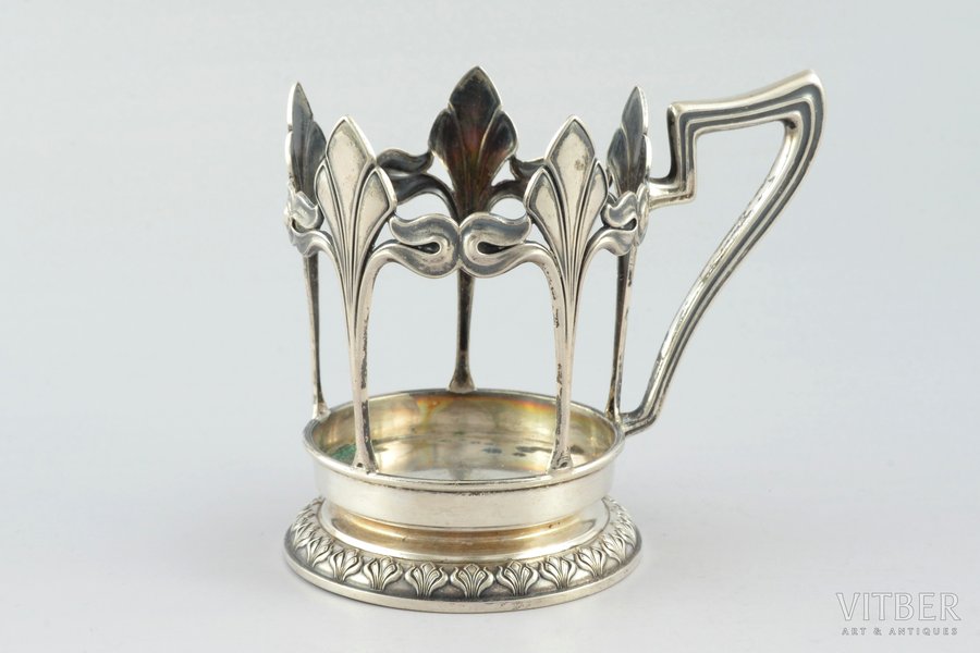 tea glass-holder, silver, 830 standard, 77.50 g, h 8.7 cm, Ø (inside) 5.8 - 6.2 cm, 1904, Finland