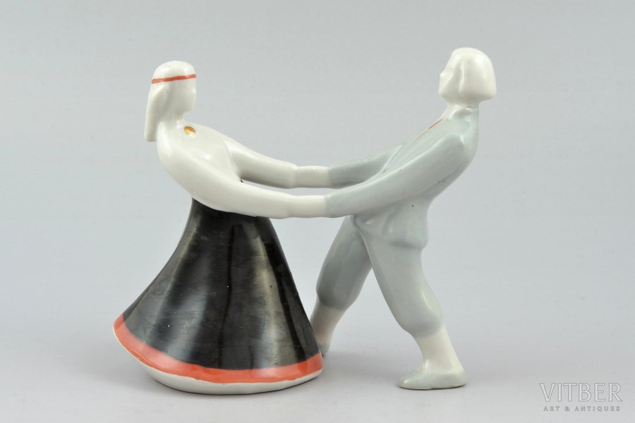 figurine, Folk dance, porcelain, Riga (Latvia), USSR, Riga porcelain factory, the 50-60ies of 20th cent., h 11.3 cm, third grade