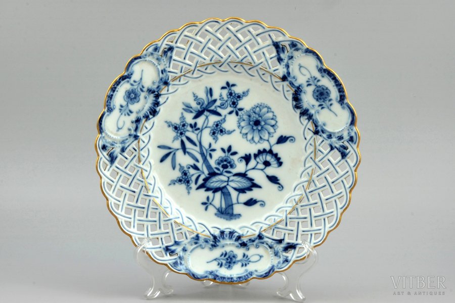 dekoratīvs šķīvis, kobalta gleznojums, porcelāns, Meissen, Vācija, Ø 23.7 cm