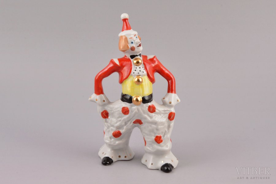 figurine, Clown, porcelain, USSR, Dmitrov Porcelain Factory (Verbilki), molder - S.M. Orlov, the 50ies of 20th cent., 15 cm, first grade