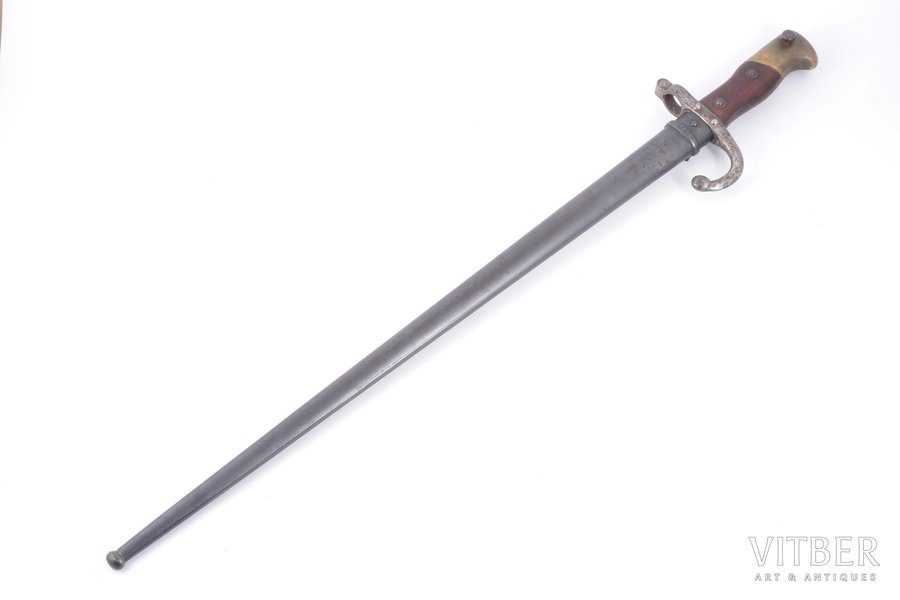 штык-нож, с ножнами, длина лезвия 52.3 см, Франция