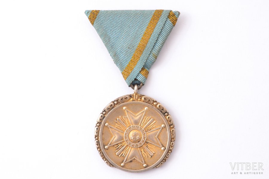 Знак Почёта к ордену Трёх Звёзд, 1-я степень, серебро, 875 проба, Латвия, 37.8 x 34.6 мм