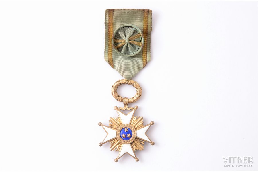 the Order of Three Stars, 4th class, silver, guilding, enamel, 875 standart, Latvia, 20ies of 20th cent.