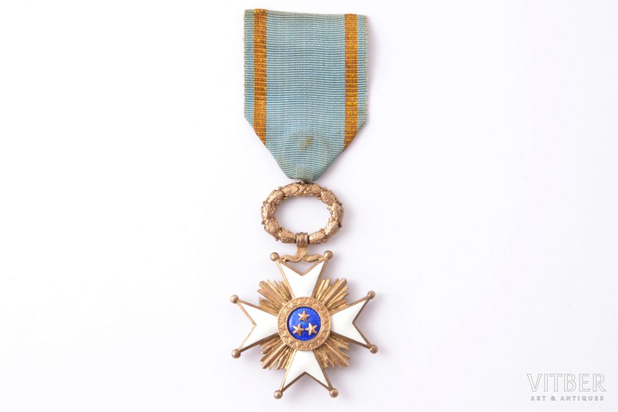 the Order of Three Stars, 5th class, silver, enamel, 875 standart, Latvia, 20ies of 20th cent., "Vilhelms Fridrichs Müller" manufactory